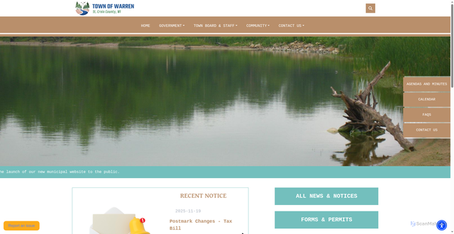 Security scan screenshot of https://townofwarrensccwi.gov/