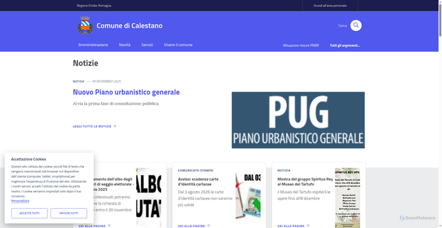 Security scan screenshot of https://www.comune.calestano.pr.it/