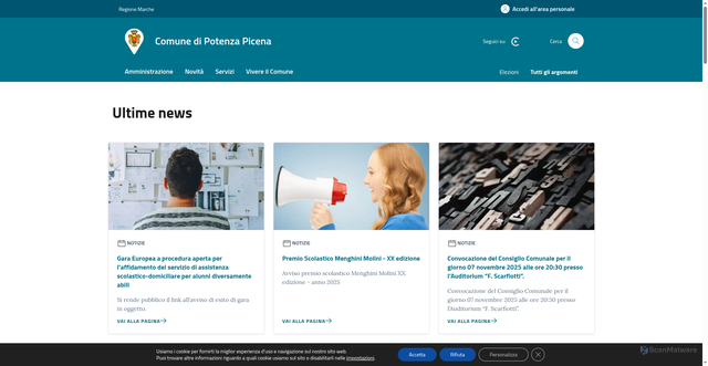 Security scan screenshot of https://www.comune.potenza-picena.mc.it/