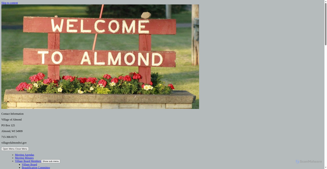 Security scan screenshot of https://villageofalmondwi.gov/