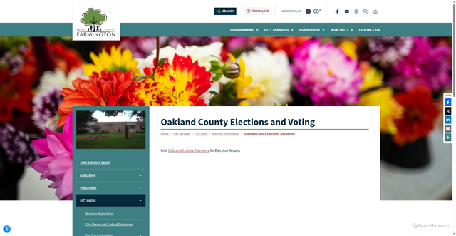 Security scan screenshot of https://farmgov.com/elections/oakland-county-elections-and-voting/