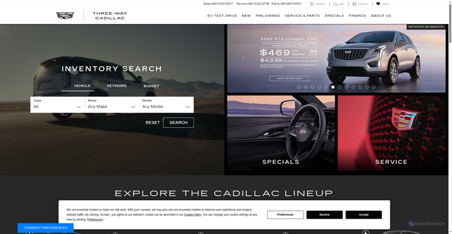 Security scan screenshot of https://www.threewaycadillac.com/