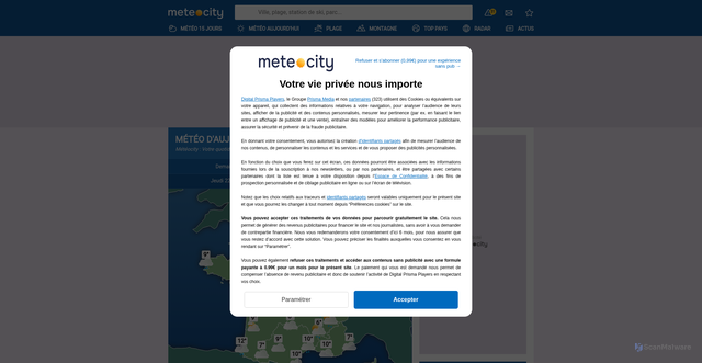 Security scan screenshot of https://meteocity.com