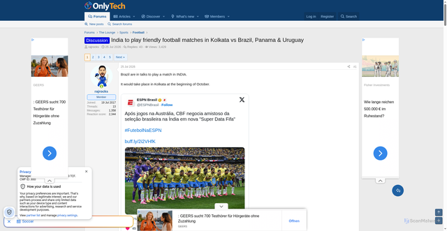 Security scan screenshot of https://onlytech.com/threads/india-to-play-friendly-football-matches-in-kolkata-vs-brazil-panama-uruguay.58743/
