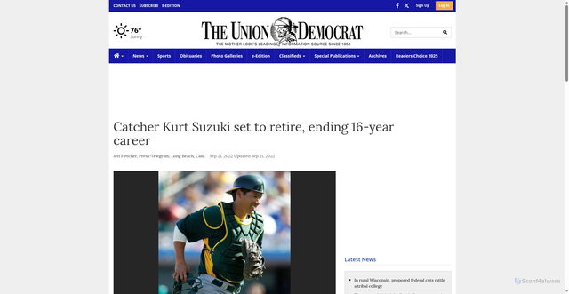 Security scan screenshot of https://www.uniondemocrat.com/sports/article_7013e1e6-3a03-11ed-94da-b7f46a584345.html
