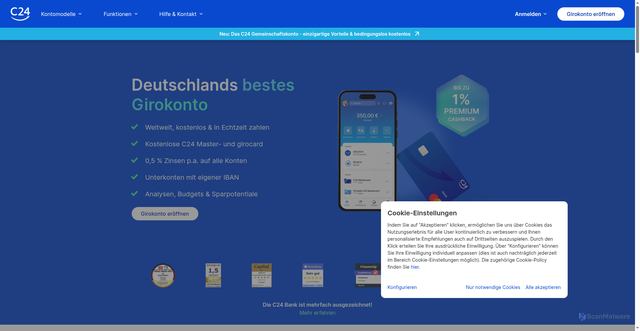Security scan screenshot of https://c24.de