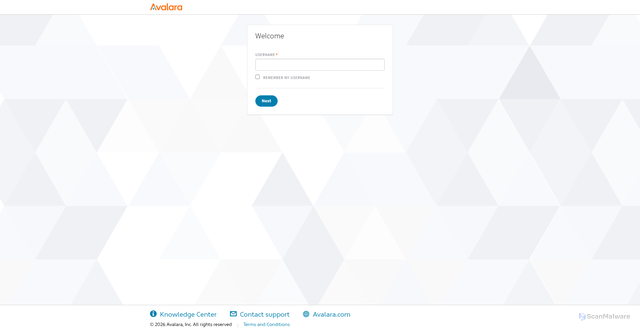 Security scan screenshot of https://app.avalara.com