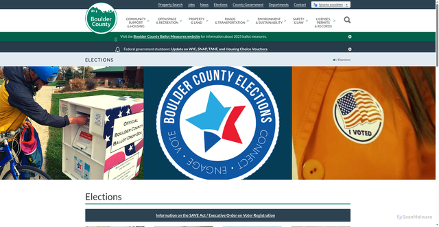 Security scan screenshot of https://bouldercounty.gov/elections/