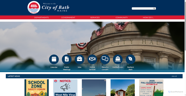 Security scan screenshot of https://www.cityofbathmaine.gov/