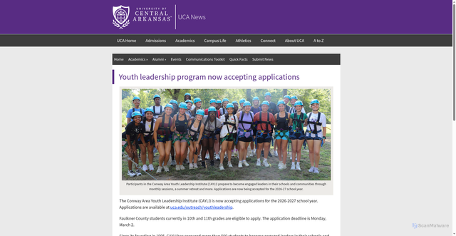 Security scan screenshot of https://uca.edu