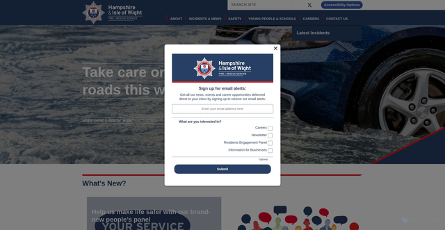 Security scan screenshot of https://www.hantsfire.gov.uk/