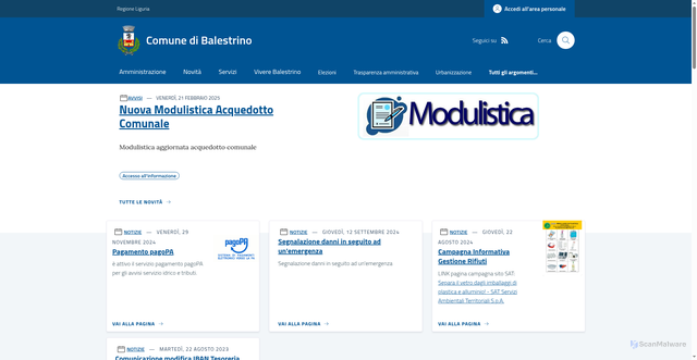 Security scan screenshot of https://www.comune.balestrino.sv.it/