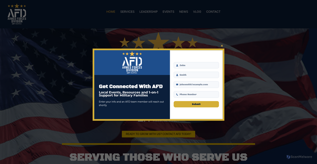 Security scan screenshot of https://armedforcesdivision.com/