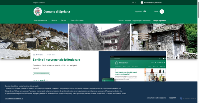 Security scan screenshot of https://www.comune.spriana.so.it/