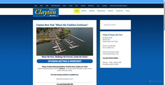 Security scan screenshot of https://www.villageofclaytonny.gov/