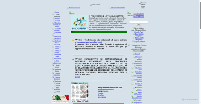 Security scan screenshot of https://www.comunemoranocalabro.it/