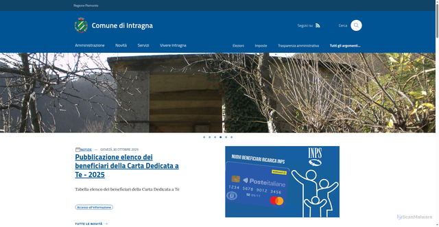 Security scan screenshot of https://www.comune.intragna.vb.it/