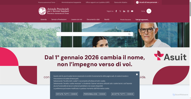 Security scan screenshot of https://www.apss.tn.it/