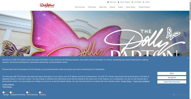 Security scan screenshot of https://www.dollywood.com/themepark/rides/dolly-parton-experience/