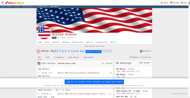 Security scan screenshot of https://www.athletic.net/athlete/26116644/track-and-field/all