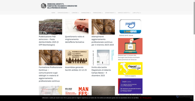 Security scan screenshot of https://www.architettippcsr.it/