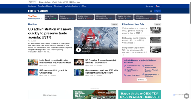 Security scan screenshot of https://fibre2fashion.com