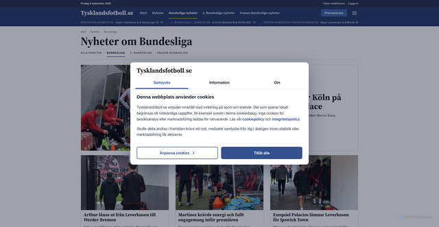Security scan screenshot of https://tysklandsfotboll-se-git-pilot.pages.dev/nyheter/bundesliga/