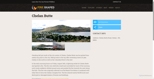 Security scan screenshot of https://fireshapedlandscape.com/poi/chelan-butte