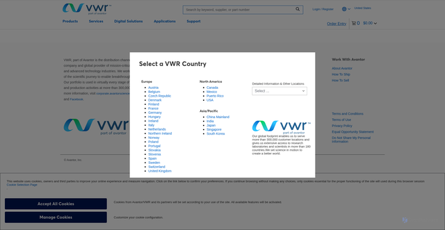 Security scan screenshot of https://www.vwr.com
