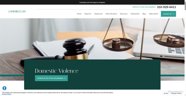 Security scan screenshot of https://www.lavinskylaw.com/family-law/domestic-violence/