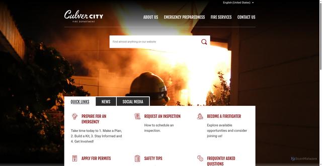 Security scan screenshot of https://www.culvercityfd.gov/