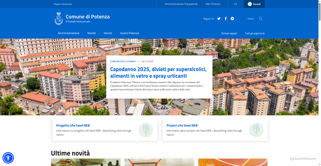 Security scan screenshot of https://www.comune.potenza.it/
