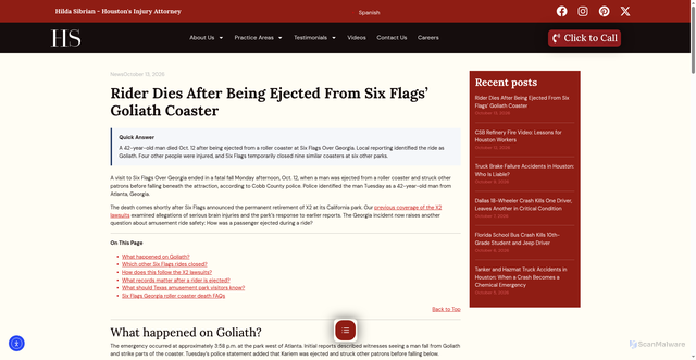 Security scan screenshot of https://hildasibrian.com/en/blog/six-flags-georgia-goliath-roller-coaster-death/