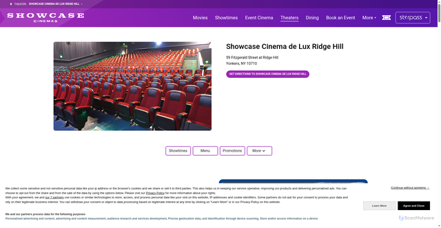 Security scan screenshot of https://www.showcasecinemas.com/theatre-info/x0l42-showcase-cinema-de-lux-ridge-hill/