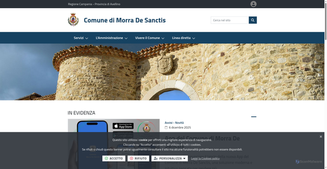 Security scan screenshot of https://www.comune.morradesanctis.av.it/it-it/home
