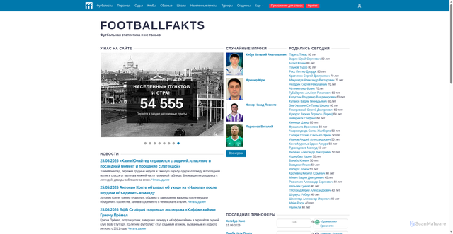 Security scan screenshot of https://footballfakts.ru