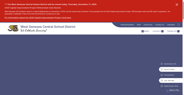 Security scan screenshot of https://www.westgenesee.org/