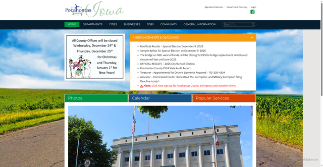 Security scan screenshot of https://pocahontascounty.iowa.gov/