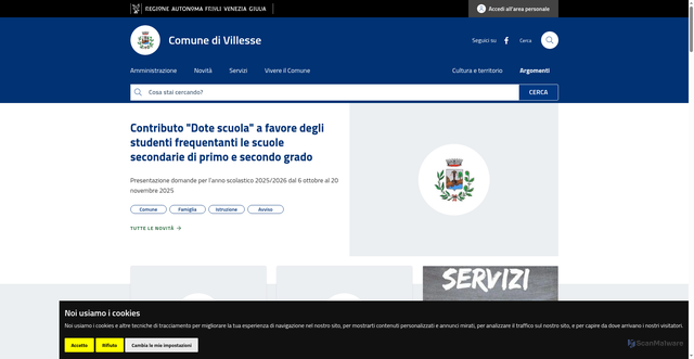 Security scan screenshot of https://www.comune.villesse.go.it/
