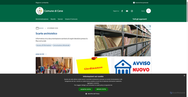 Security scan screenshot of https://www.comune.cene.bg.it/it