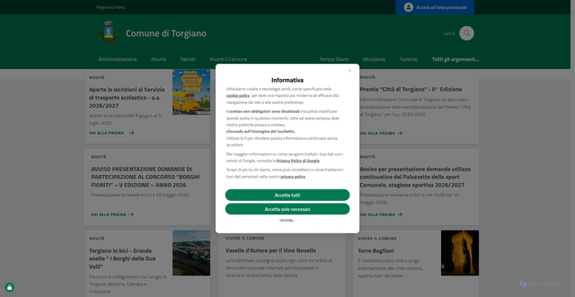 Security scan screenshot of https://www.comune.torgiano.pg.it