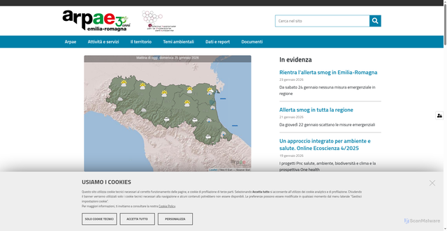 Security scan screenshot of https://www.arpae.it/it