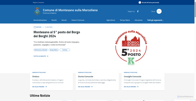 Security scan screenshot of https://comune.montesano.sa.it/