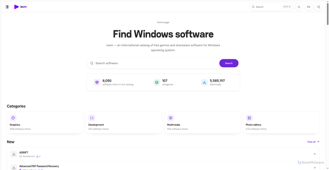 Security scan screenshot of https://iowin.net
