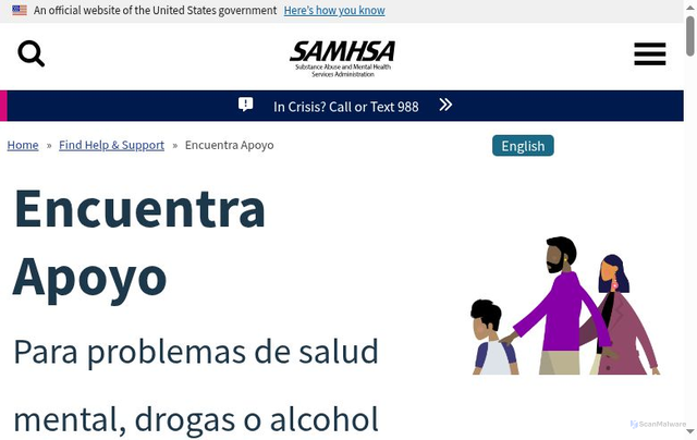 Security scan screenshot of https://www.samhsa.gov/encuentra-apoyo/