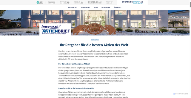 Security scan screenshot of https://www.boerse-aktienbrief.de