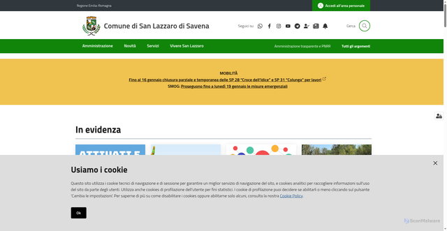 Security scan screenshot of https://www.comune.sanlazzaro.bo.it/