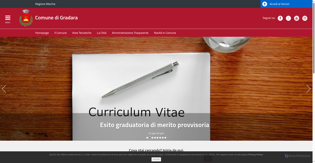 Security scan screenshot of https://www.comune.gradara.pu.it/