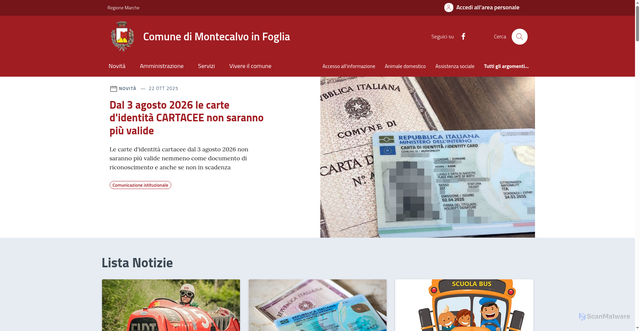 Security scan screenshot of https://www.comune.montecalvo.pu.it