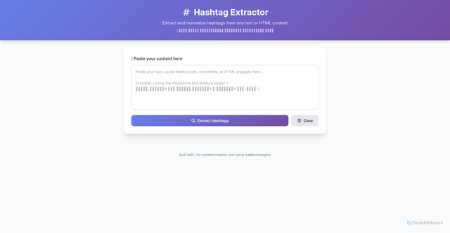 Security scan screenshot of https://hashtagextractor-qwk38k8ls0.edgeone.app/